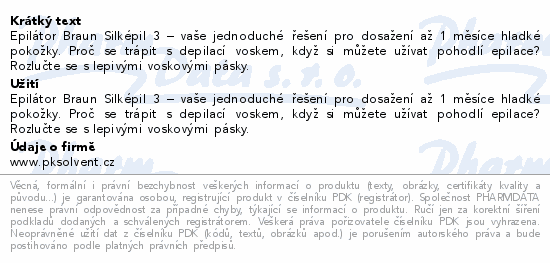 Braun Silképil 3 epilátor s kabelem