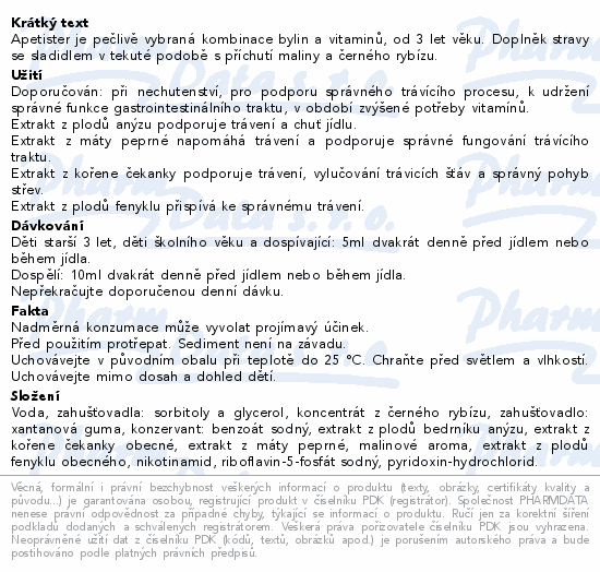 APETISTER sirup 100ml