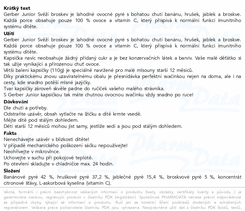 Gerber Junior Svěží broskev kapsička 110g 12m+