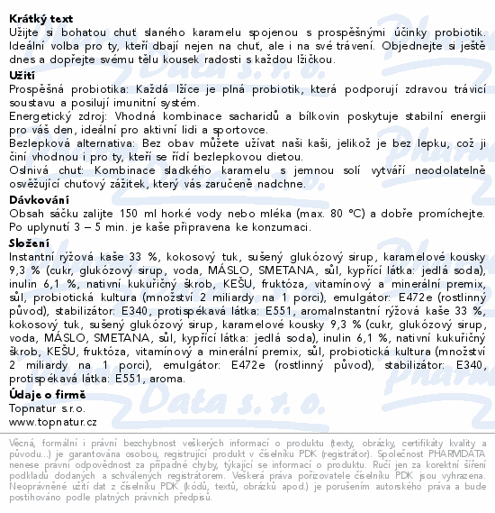 Topnatur Probio kaše slaný karamel 50g