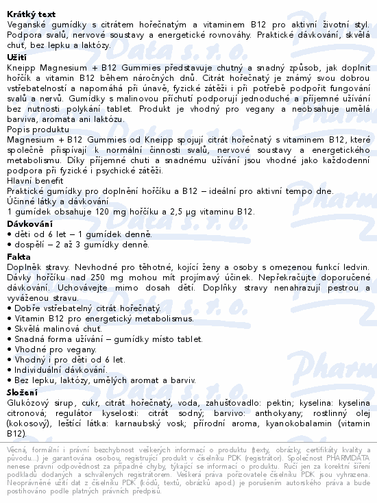 Kneipp Magnesium+B12 gummies 60ks