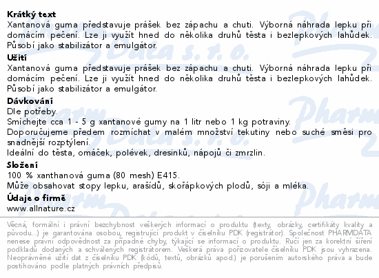 Allnature Xantan guma 100g