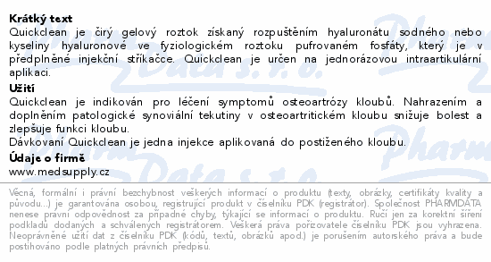 Quickclean Viskoelastický roztok 60mg/3ml