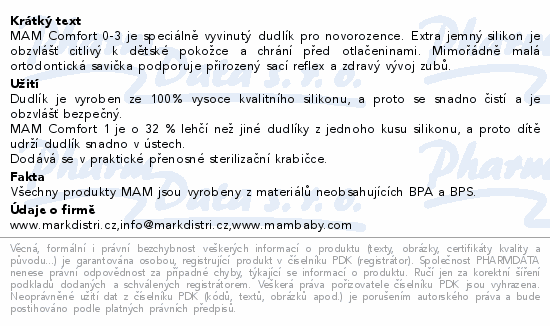 MAM Dudlík Comfort box 0-3m růžový 1ks