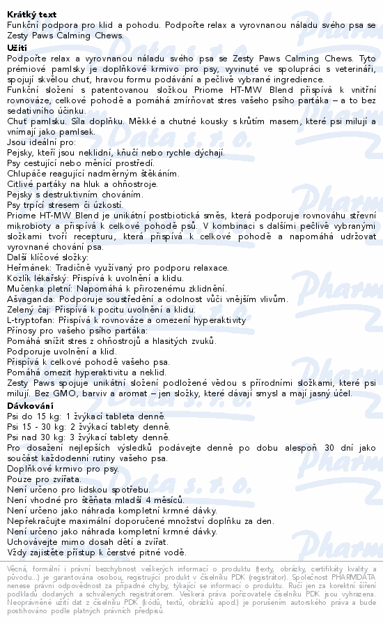 Zesty Paws Calming Chews 60ks