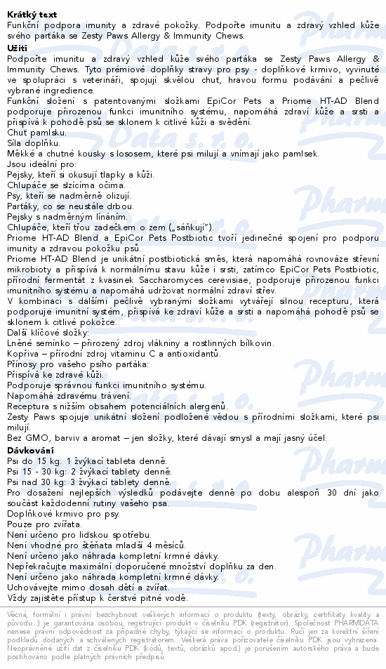 Zesty Paws Allergy-Immune Chews 60ks