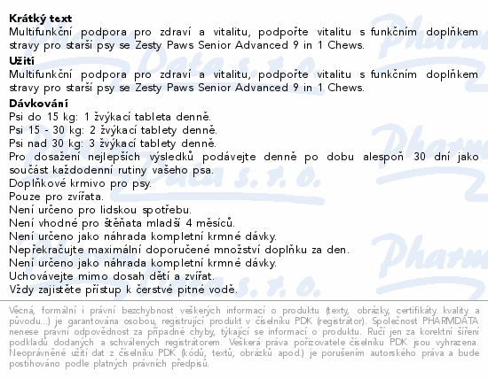 Zesty Paws Senior Advanced 9in1 Chews 60ks