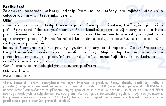 Kalhotky absorpční Indaslip Premium 10 L 20ks