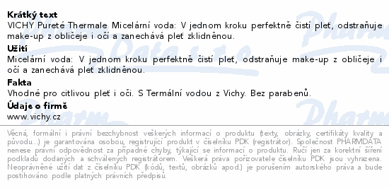 VICHY PURETÉ THERMALE Micelární voda 3v1 400ml