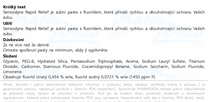 Sensodyne Rapid Relief zubní pasta 3x75ml