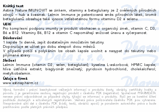 Astina Nature IMUNOVIT Betaglukany cps.60