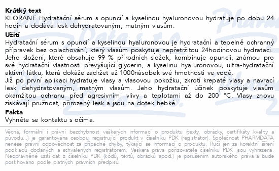KLORANE Hydrat.sérum s opuncií a kys.hyalur.100ml