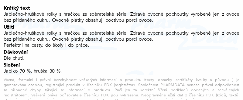 Šnek BOB rolka jablko-hruška s hračkou 2x10g
