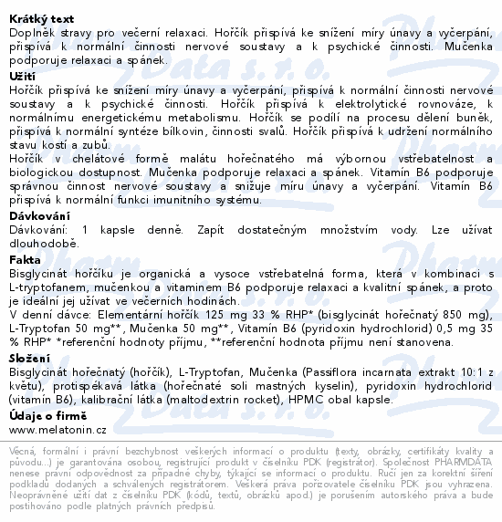 Magnesium Sleep L-Tryptofan Mučenka B6 cps.200