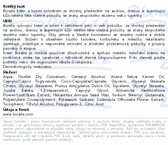 BIOALIS Krém s kozím kolostrem 50ml
