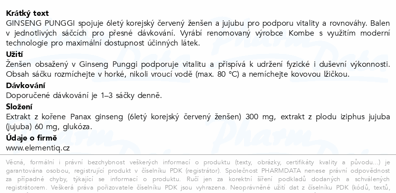Ginseng Punggi Korejský ženšen sáčky 50x3g