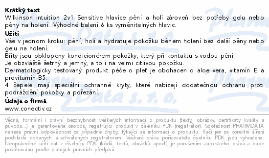 WILKINSON Intuition 2v1 Soap&Shave Sensit.hlav.6ks