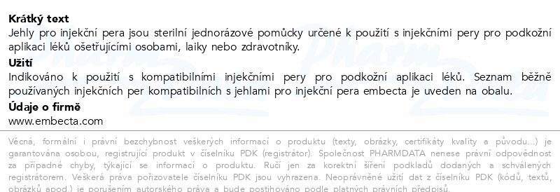 Embecta Jehly pro injekční pera 8mm 30G 100ks