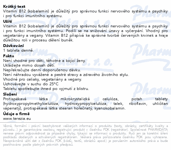 TEREZIA Vitamin B12 tbl.100