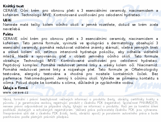 CeraVe Obnovující oční krém15ml