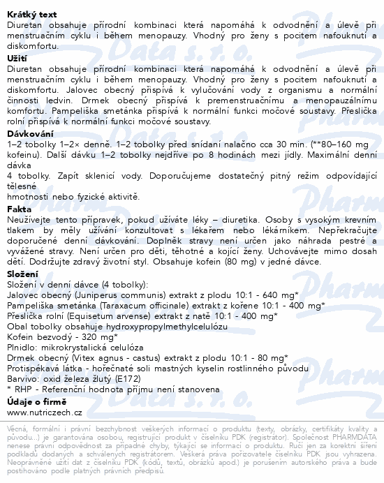 Nutri Czech Diuretan odvodnění tob.30