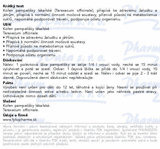 Pampeliška Očista organ.kořen syp.400g Fytopharma