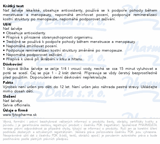 Šalvěj Hrdlo a hlasivky nať sypaná 120g Fytopharma