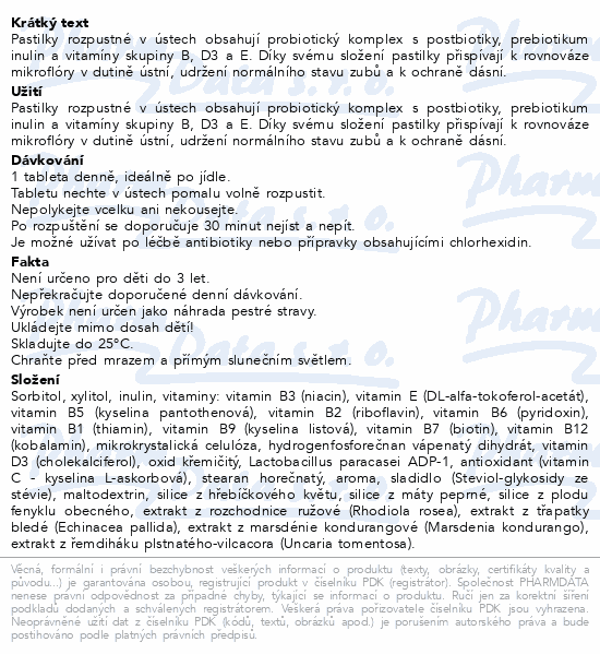 HERBADENT PROBIO Orální probiot.past.s vit.D 20ks