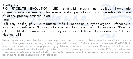 LED maska na obličej face lite evolution Rio FCLT2