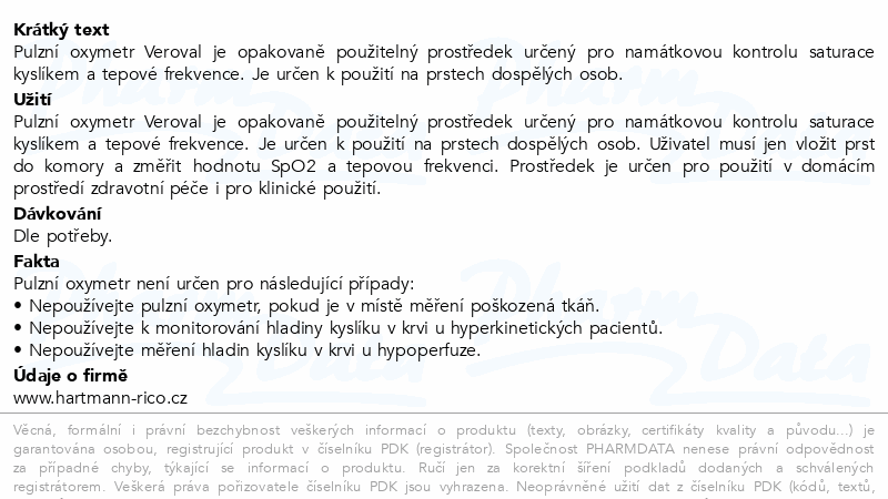 Hartmann Veroval pulzní oxymetr