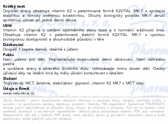 NatureVia Vitamin K2 MK7 120mcg cps.60