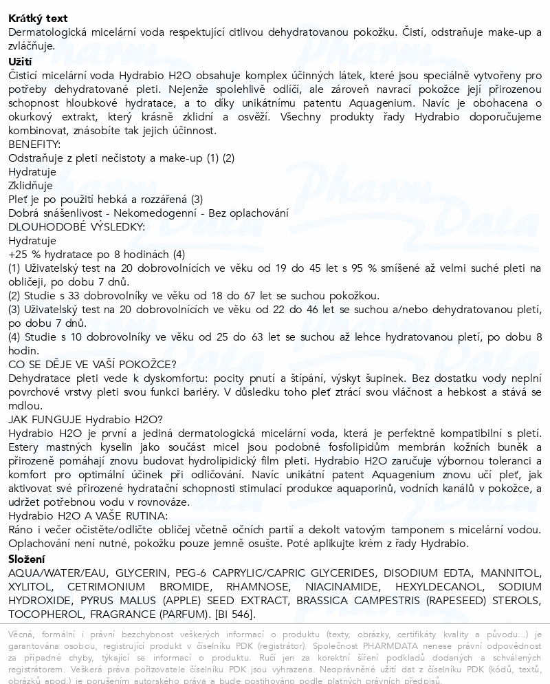 BIODERMA Hydrabio H2O 2x500ml 1+1 Festival