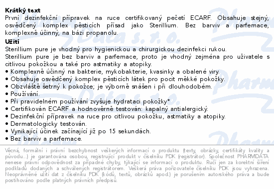 Sterillium Pure dezinfekční přípravek na ruce 5L