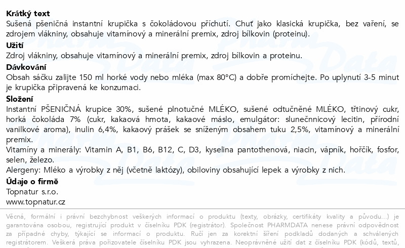 Topnatur Krupicová kaše čokoláda 40g