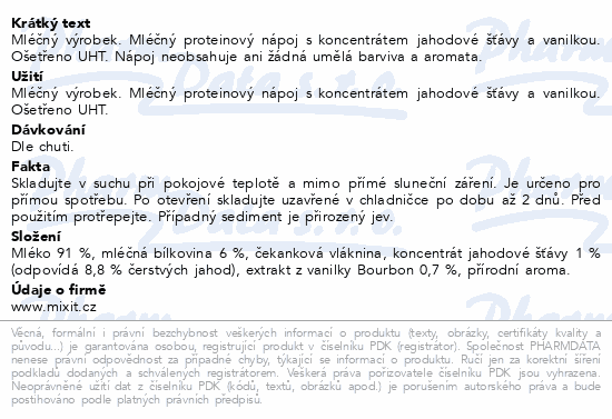 Mixit Proteinový Milkshake jahoda&vanilka 330ml