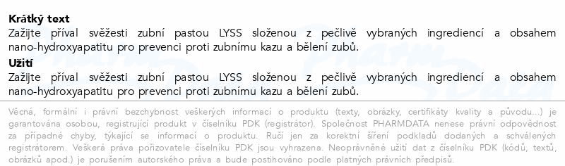 LYSS hydroxyapatite+fresh watermel.toothpaste 60ml