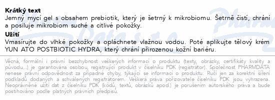 YUN ATO prebiotický mycí gel 200ml