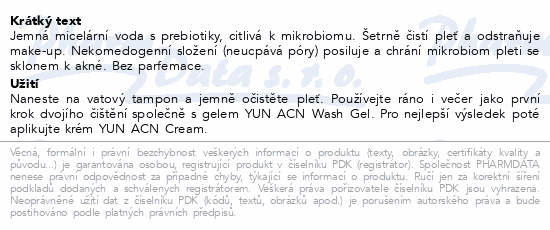YUN ACN prebiotická micelární voda 200ml