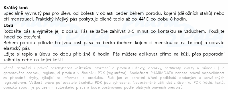 MomCare hřejivý beder.pás úleva porodních bolestí