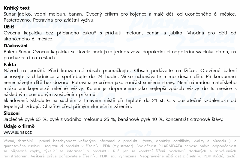 Sunar Kapsička 6m+ meloun banán jablko 100g