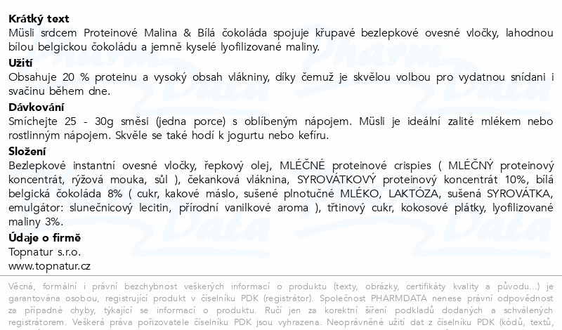 Topnatur Müsli srdcem protein bílá čoko&malina250g