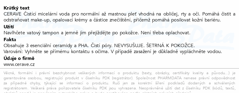 CeraVe Čistící micelární voda 400ml