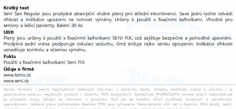 Seni San absorpční vložné pleny regular 30ks