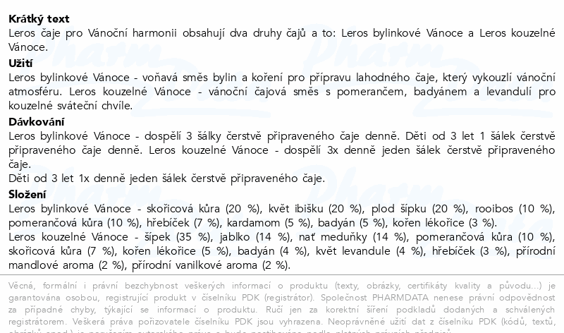 LEROS Čaje pro Vánoční harmonii 2x20sáčků