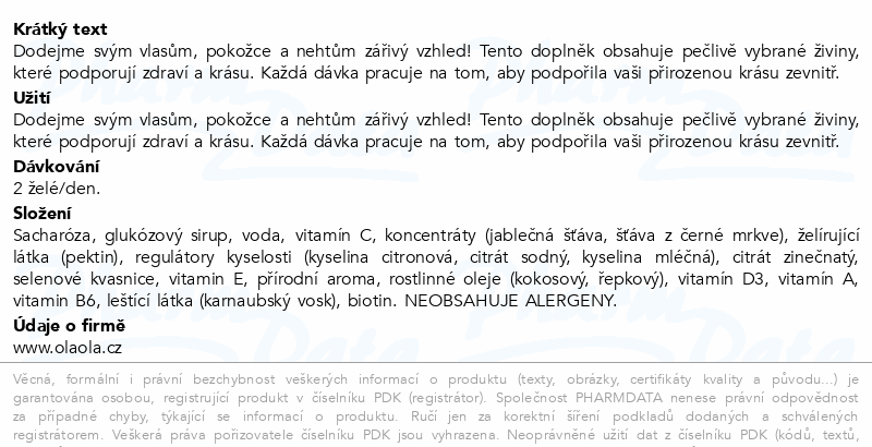 OlaOla Vlasy nehty pleť 60 želé bonbónů
