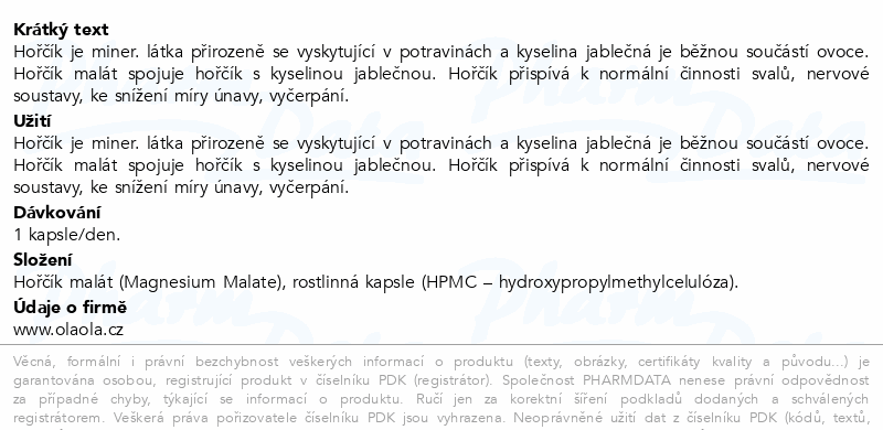 OlaOla Magnesium Malate cps.90