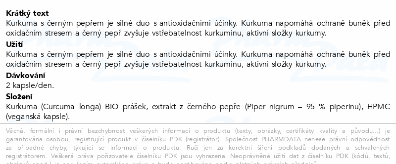 OlaOla Kurkuma s černým pepřem BIO cps.90