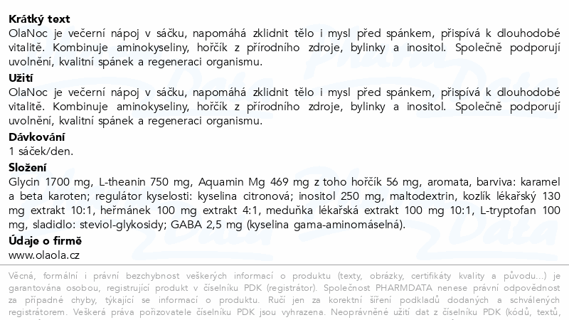 OlaOla OlaNoc nápoj pro přirozený spánek 30x5g