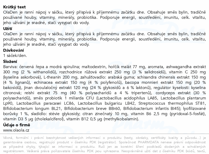 OlaOla OlaDen nápoj pro energii a imunitu 10x5g