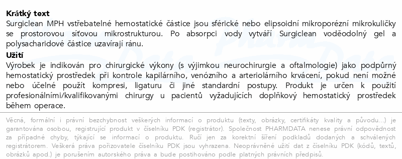 Surgiclean MPH hemostatický prášek 1g
